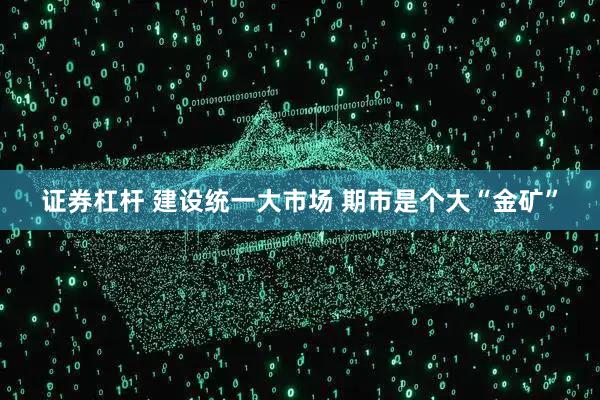 证券杠杆 建设统一大市场 期市是个大“金矿”